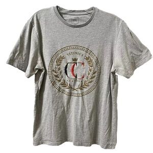 Men's RIVER ISLAND Vitinius Couture Graphic Print Gray T-Shirt Size M